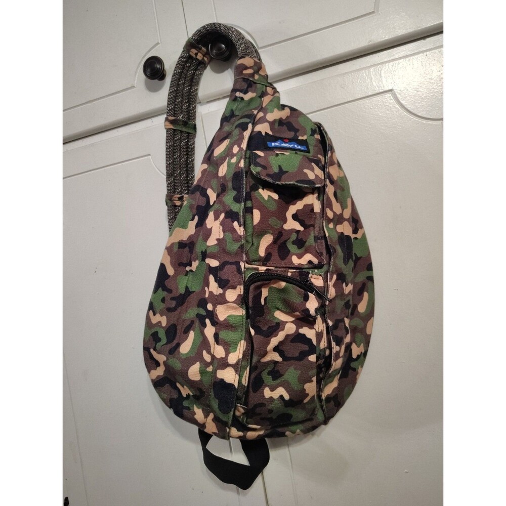 KAVU Rope Sling Bag Camouflage Canvas Crossbody Backpack Purse